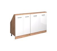 Vicco Meuble sous Pente R-Line, Blanc Brillant/Chêne doré, 140cm Lot de 2