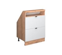 Vicco Meuble sous Pente R-Line, Blanc cannelé, 60cm avec 2 tiroirs