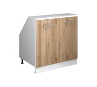 Vicco Meuble sous Pente R-Line, Chêne Artisan, 80cm 2 Portes, 60 cm de Profondeur, pour Une Combinaison Libre au Sein de systèmes de Cuisine modulaires