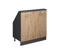 Vicco Meuble sous Pente R-Line, Chêne Artisan, 80cm | 2 Portes · Profondeur 46 cm · Pieds réglables en hauteur · 1 Tablette · Librement combinable