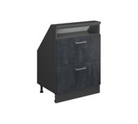 Vicco Meuble sous Pente R-Line, Noir Béton/Anthracite, 60cm avec 2 tiroirs