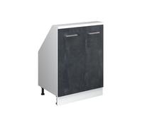 Vicco Meuble sous Pente R-Line, Noir béton/Blanc, 60cm avec 2 Portes