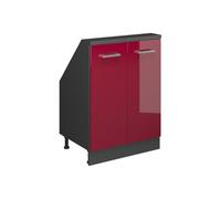 Vicco Meuble sous Pente R-Line, Rouge Brillant/Anthracite, 60cm avec 2 Portes