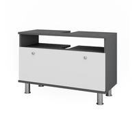 Vicco Meuble sous-Vasque Fynn, Blanc Brillant/Anthracite, 80.2x54cm avec tiroir, Convient pour Une Installation sous Le lavabo