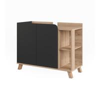 Vicco Meuble sous Vasque Karen, Sonoma/Anthracite, 80x65cm avec 2 Portes