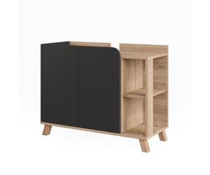 Vicco Meuble sous Vasque Karen, Sonoma/Anthracite, 80x65cm | avec 2 portes, pour un rangement peu encombrant sous l’évier