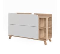 Vicco Meuble sous Vasque Karen, Sonoma/Blanc, 100x65cm avec 2 tiroirs