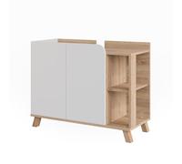 Vicco Meuble sous Vasque Karen, Sonoma/Blanc, 80x65cm avec 2 Portes, pour Un Rangement Peu encombrant sous l’évier