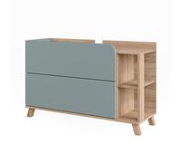Vicco Meuble sous Vasque Karen, Sonoma/Bleu, 100x65cm avec 2 tiroirs