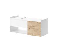 Vicco Meuble sous Vasque Simple Alf, Blanc/Chêne, 105 x 45 cm avec 2 tiroirs