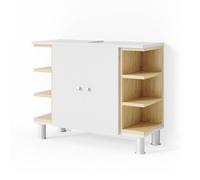 Vicco Meuble sous Vasque Simple Aquis, Blanc, 79.6x64cm, pour Le Rangement dans la Salle de Bain et Compatible avec Aquis