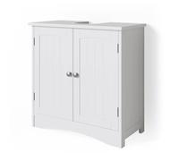 Vicco Meuble sous Vasque Simple Bianco, Blanc, 60x60cm, avec découpe pour Siphon et Espace de Rangement pour l’Organisation de la Salle de Bain