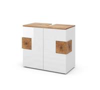 Vicco Meuble sous Vasque Simple Eden, Blanc Haute Brillance, 73.1x64cm, pour Montage Mural avec aménagement intérieur modulable