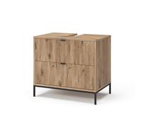 Vicco Meuble sous Vasque Simple Eliza, Chêne Viking, 70x63cm avec 2 tiroirs coulissants, Convient aux siphons Standards avec découpe sur Le Dessus
