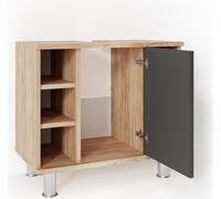 Vicco meuble sous vasque simple Fynn, 60 x 54 cm, Anthracite/Chêne de force doré