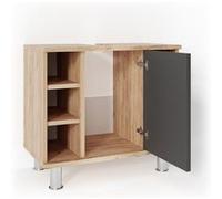 Vicco meuble sous vasque simple Fynn, Anthracite/chêne doré, 60 x 54 cm