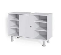 Vicco Meuble sous Vasque Simple Fynn, Blanc, 80x54cm | pour le rangement dans la salle de bain avec découpe pour siphon