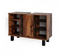 Vicco Meuble sous Vasque Simple Fynn, Bois Antique, 80x54cm, pour Le Rangement dans la Salle de Bain avec découpe pour Siphon