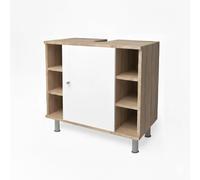 Vicco Meuble sous Vasque Simple Fynn, Sonoma, 60x54cm, avec découpe pour Siphon et étagères Ouvertes