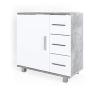 Vicco Meuble sous Vasque Simple Ilias, Béton/Blanc, 60 x 60.8 cm