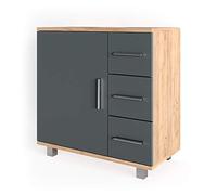 Vicco Meuble sous Vasque Simple Ilias, Chêne/Anthracite, 60 x 60.8 cm