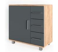 Vicco meuble sous vasque simple Ilias, 60 x 60.8 cm, Chêne/Anthracite