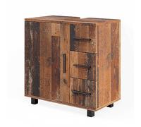 Vicco Meuble sous Vasque Simple Ilias, Chêne Rustique, 60 x 61 cm avec Porte et 3 tiroirs