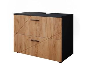 Vicco Meuble sous Vasque Simple Irma, Chêne doré/Anthracite, 80x58.6cm, adapté à l'installation au-Dessus du Siphon avec orifices de Ventilation