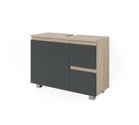 Vicco Meuble sous Vasque Simple J-Shape, Anthracite, 80x60.8cm | avec découpe pour siphon pour installation sous lavabo