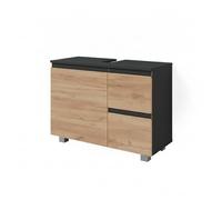 Vicco Meuble sous Vasque Simple J-Shape, Sonoma, 80x60.8cm | avec découpe pour siphon pour installation sous lavabo
