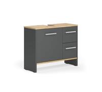 Vicco Meuble sous Vasque Simple Karli, Anthracite, 70.2x57cm avec 2 tiroirs et 1 Porte