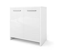 Vicco Meuble sous Vasque Simple Kiko, Blanc Brillant/Blanc, 58x60cm, avec découpe pour Siphon et Espace de Rangement pour l’Organisation de la Salle de Bain