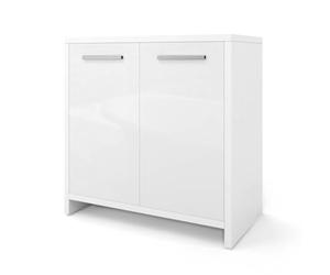 Vicco Meuble sous Vasque Simple Kiko, Blanc Brillant/Blanc, 58x60cm, avec découpe pour Siphon et Espace de Rangement pour l’Organisation de la Salle de Bain
