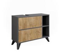 Vicco Meuble sous vasque simple Leano, 80x62cm avec 2 tiroirs, Anthracite/Chêne de montagne
