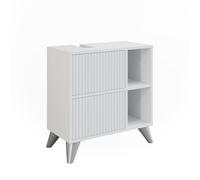 Vicco Meuble sous Vasque Simple Leano, Blanc, 60x62cm avec 2 tiroirs