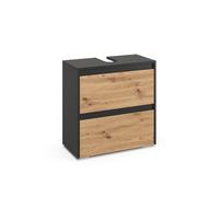 Vicco Meuble sous Vasque Simple Majest, Anthracite/Artisan, 60.1x62cm avec 2 tiroirs