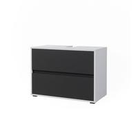 Vicco Meuble sous Vasque Simple Maltin, Blanc/Anthracite, 80.2x58.2cm avec Deux Grands tiroirs, avec découpe pour Siphon et Solution de Rangement pour Salle de Bain