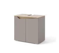 Vicco Meuble sous Vasque Simple Marelle, Grège, 60x57.5cm avec 2 Portes, avec découpe pour Siphon pour Installation sous Le lavabo