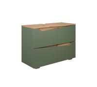 Vicco Meuble sous Vasque Simple Marelle, Vert/Artisan, 80x57.5cm avec 2 tiroirs, adapté au Montage sous des lavabos Courants