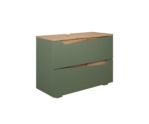 Vicco Meuble sous Vasque Simple Marelle, Vert/Artisan, 80x57.5cm avec 2 tiroirs, adapté au Montage sous des lavabos Courants