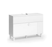 Vicco Meuble sous Vasque Simple Sola, Blanc, 100.2 x 72.4 cm avec 2 tiroirs