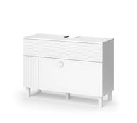 Vicco Meuble sous Vasque Simple Sola, Blanc, 100.2x72.4cm avec 2 tiroirs, adapté au Montage Mural pour Un Espace de Rangement supplémentaire