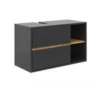 Vicco Meuble sous Vasque Simple Viola, Anthracite, 100x60cm, avec découpe pour Siphon et étagères Ouvertes pour Montage Mural
