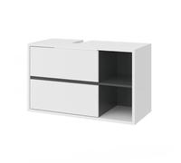 Vicco Meuble sous vasque simple "Viola", Blanc 100 x 60 cm | 2 Tiroirs · Mural · Découpe pour siphon · Pour produits de soin & accessoires de salle de bains · Rangement généreux