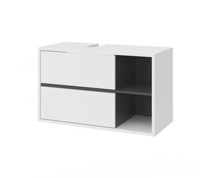 Vicco Meuble sous Vasque Simple Viola, Blanc, 100x60cm, avec découpe pour Siphon et étagères Ouvertes pour Montage Mural