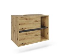 Vicco Meuble sous Vasque Viola, Artisan/Gris, 80x60cm avec 2 tiroirs, avec découpe pour Siphon pour Montage Mural