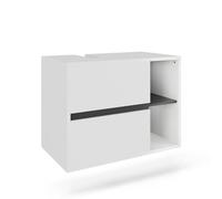 Vicco Meuble sous Vasque Viola, Blanc/Gris, 80x60cm | 2 Tiroirs · Mural · Découpe pour siphon · Pour produits de soin & accessoires de salle de bains · Rangement généreux