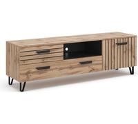 Vicco Meuble TV Amber, Chêne/Noir, 150 x 49 cm