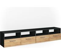 Vicco meuble tv Diego, 190 x 38 cm, Anthracite/Chêne de force doré