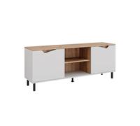 Vicco Meuble TV Marelle, Blanc/Artisan, 150x60cm avec 2 Portes
